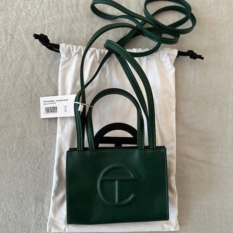 NWT! TELFAR Small Shopping Bag - Dark Olive Telfar Handbags, Green Puffer, Bag Dark, Orange Bag, Metallic Blue, Small Crossbody Bag, Small Crossbody, Medium Bags, Hunter Green