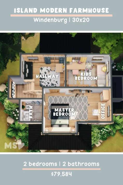 Two Bedroom Sims House, Sims 4 Houses For Family, Sims Family House Layout, 30x20 House Plans Layout Sims 4, House Floorplans Sims 4, Sims 4 Houses Ideas Layout Modern, 30 X 20 House Plans Sims 4, Sims 4 Trailer House Layout, Sims 4 20x15 House Layout