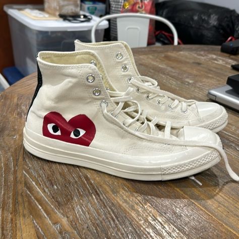 Men’s Converse x Comme des Garçons PLAY Chuck 70.    Size 9.5 Comes Des Garcons, Converse X Comme Des Garcons, Comme Des Garcons Play, Chuck 70, Comme Des Garcons, Converse, Jewelry Watches, Plus Fashion, Outfit Inspo