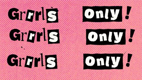 Riot Grrrl title Concepts on Behance Riot Girl Aesthetic, Riot Grrrl Poster, Riot Grrrl Zine, Riot Aesthetic, Punk Girl Aesthetic, In Design Adobe, Riot Grrrl Aesthetic, Riot Grrrl Fashion, Adobe In Design