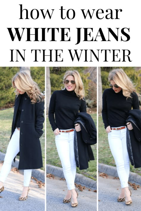 how to wear white jenas in the winter White Jeans Fall, Mode Over 50, How To Wear White Jeans, White Jeans Winter, White Pants Outfit, Jeans Outfit Winter, Mode Tips, Over 60 Fashion, Winter Mode