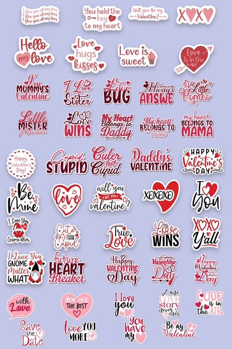 Love Theme Printable Stickers, Valentine's Day Stickers Printable, Stickers For Valentines Day, Romantic Stickers Printable, Valentine Day Stickers, Love Stickers Printables Scrapbooking, Cute Love Stickers, Happy Valentines Day Stickers, Romantic Stickers