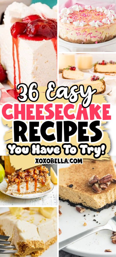 Simple recipes for cheesecake you must try Easy Cheesecakes, Cheesecake Recipes Easy, Amazing Cheesecake, Heavenly Dessert Recipe, Cheesecake Flavors, Eggnog Cheesecake Recipe, Banoffee Cheesecake, Simple Cheesecake, Best No Bake Cheesecake