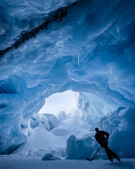 Yesterday we ended 2020 with a memorable adventure. I had always wanted to skate inside an ice cave - and on this last day of the year I got to skate inside not one but TWO glacier caves. A lot of dreams were swept away this past year but this one sure wasnt. Happy New Year everyone and thanks for your support this past year! Antarctica Travel, Wild Hockey, Last Day Of The Year, Mountain Architecture, Ice Skating Rink, Hiking Photography, Ice Cave, Thanks For Your Support, Ice Rink