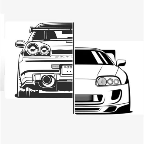 Fast And Furious Painting Ideas, Fast And Furious Cars Drawing, Fast And Furious Drawings, Fast And Furious Painting, Fast And Furious Tattoo Ideas, Fast And Furious Tattoo, Disney Cars Wallpaper, Skyline Tattoo, Skyline Drawing