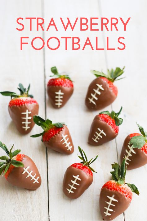 Super Bowl Chocolate Strawberries, Valentine Superbowl Party, Gameday Snacks, Football Themed Chocolate Covered Strawberries, Football Shaped Dessert Dip, Superbowl Snack Stadium, Chocolate Covered Strawberry Footballs, Football Strawberries, Football Party Foods