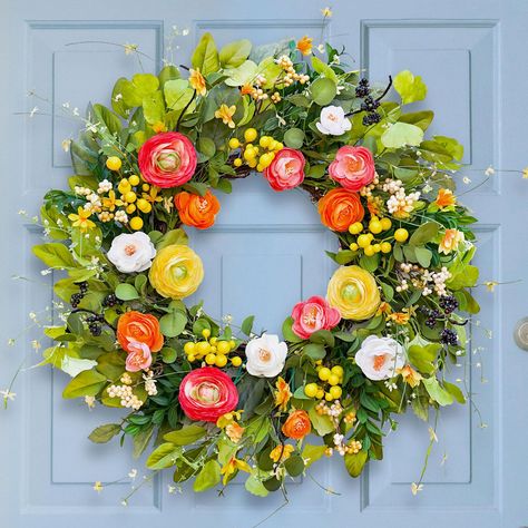 PRICES MAY VARY. 【Bright Spring/Summer Wreath】SOOMEIR Spring wreaths for front door is expertly crafted by professional florists, featuring a range of artificial plants such as peony, daisies, and berries. Its vivid colors capture the essence of spring and early summer, making your home a standout on the street. 【Durable and Sturdy】 This handmade summer wreaths for front door is both delicate and durable. It is made from high-quality silk and plastic, with artificial plants arranged neatly on a Summer Wreaths For Front Door, Spring Wreaths For Front Door, Wedding Farmhouse, Door Outside, Outdoor Wreath, Farmhouse Decorations, Spring Summer Wreath, Outdoor Wreaths, Farmhouse Holiday