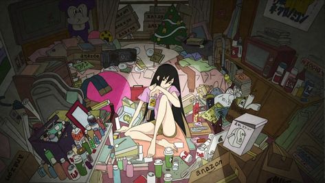 Hikikomori Art, Denpa Aesthetic, Hikikomori Girl, Hikikomori Aesthetic, Hikikomori Anime, Onika Burgers, Internet Yamero, Father And Girl, Cyberpunk Design