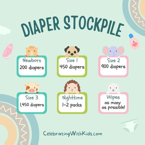 Diaper Stockpile Chart, How Many Diapers To Buy In Each Size, Nesting Party, Baby Freebies, Baby Routine, Newborn Baby Tips, Newborn Mom, Baby Friends, Baby Life Hacks