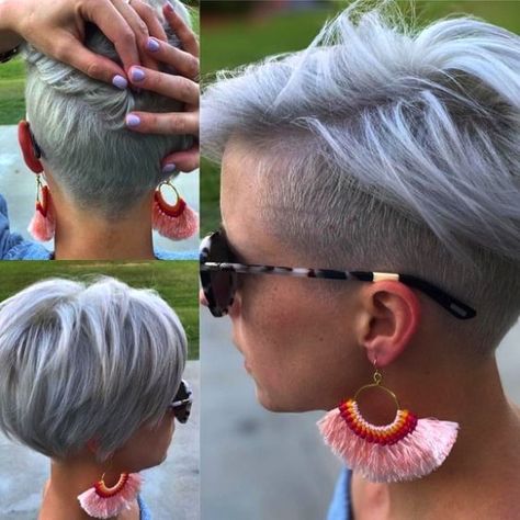 cute-easy-hairstyles-for-short-hair-pixie-undercut Pixie Undercut Hair, Popular Short Hairstyles, Cut Hairstyles, Hairstyles Trendy, Short Hair Undercut, Short Grey Hair, Pixie Hair, Short Pixie Haircuts, Undercut Hairstyles