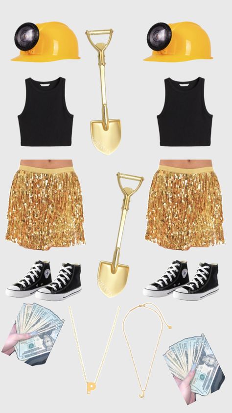 Digger Halloween Costume, Gold Digger Costume, Digger Costume, Gold Diggers, Football Theme, Football Themes, Halloween Costumes Friends, Gold Digger, Funny Halloween Costumes