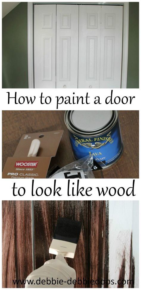 How to paint a plain white door to look like rustic wood Paint A Door, Bathroom Construction, Painted Interior Doors, Stained Doors, White Door, Into The Wood, White Doors, Up House, French Doors Interior