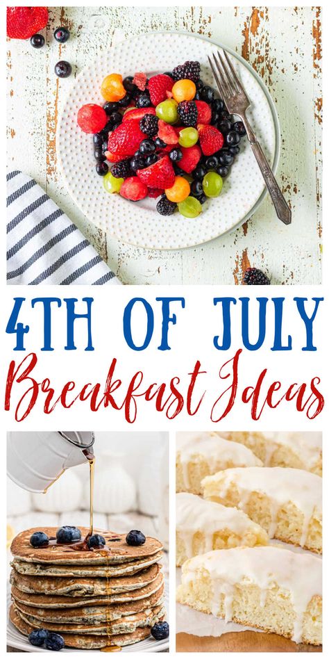 Over 20 easy 4th of July breakfast ideas with tips for saving time and money while still getting your patriotic party off to a great start! 4th Of July Brunch Ideas, 4th Of July Breakfast Ideas, 4th Of July Breakfast, 4th July Food, July Recipes, Fourth Of July Food, 4th Of July Celebration, Patriotic Party, Breakfast Muffins