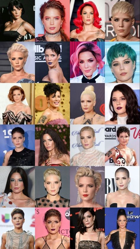 Halsey Long Hair, Halsey Short Hair, Halsey Red Carpet, Halsey Hair, Halsey Singer, Halsey Style, Dyed Hair Pastel, Carpet Looks, Woman Drawing