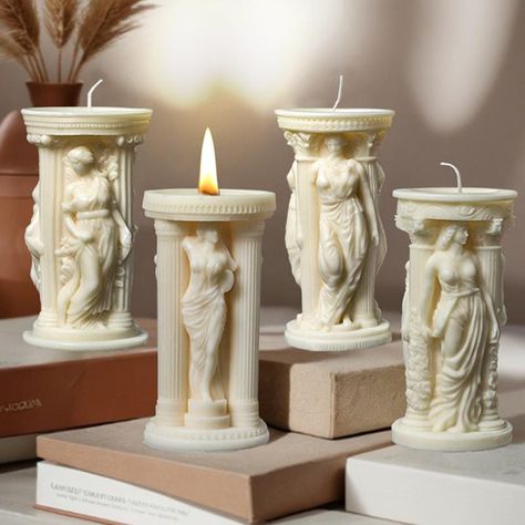 Athena Goddess Candle Silicone Mold-Greek Column Candle Mold-Roman Pillar Candle Mold-Aesthetic Candle Mold-Aromatherapy Plaster Art Mold 1> Size:   Pls refer to pic 2> Quantity: 1pc per listing 3> Our silicon mold is made with quality durable silicon by advanced techniques. The finished product is precise, high transparency, flexible and easy take off from the mold. 4> Craft use only, not suitable for food. 5>Please allow slight dimension difference due to different manual measurement. 💖 All p Candles Molds, Column Candle, Pillar Candle Molds, Jewelry Molds, Roman Candle, Candle Molds Diy, Formy Silikonowe, Diy Aromatherapy, Candle Making Molds