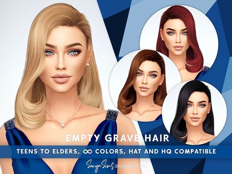 Empty Grave Hair NOW PUBLIC | SonyaSims on Patreon Sims 4 Anime, Sims 4 House Plans, Tumblr Sims 4, Play Sims, Sims 4 Characters, Sims 4 Cc Packs, Sims 4 Collections, Sims Hair, Wavy Curly Hair