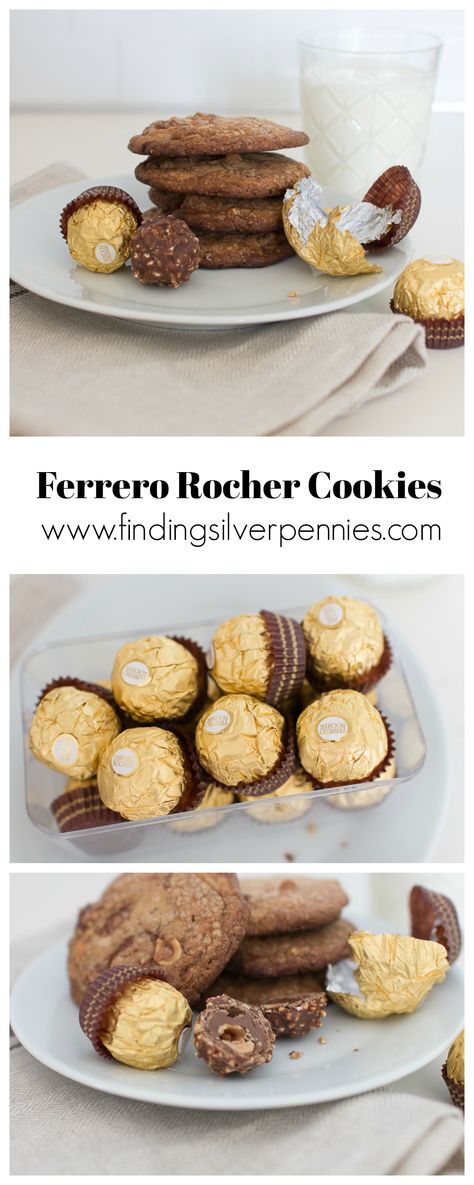 Ferrero Rocher Dessert Ideas, Ferraro Rocher Cookies, Ferrero Rocher Cookies Recipe, Recipes With Ferrero Rocher, Ferrero Rocher Recipes, Ferrero Rocher Cookies, Ferrero Cookies, Ferrero Rocher Dessert, Cookie Photography