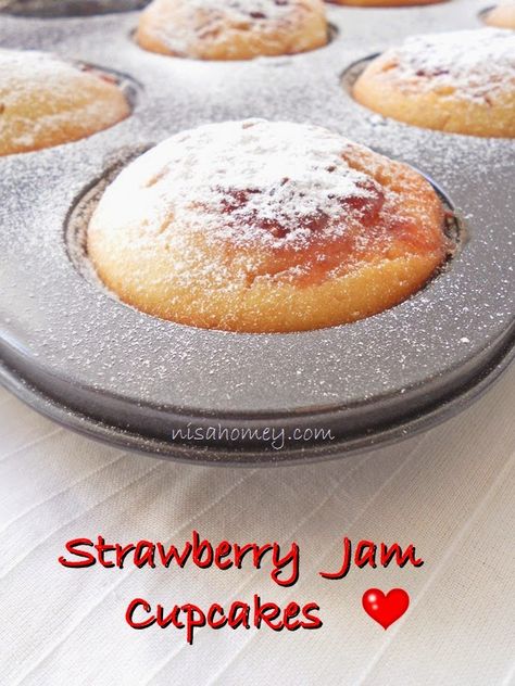 Jam Filled Cupcakes, Jam Cupcakes, Cupcakes From Scratch, Easy Strawberry Jam, Make From Scratch, Filled Cupcakes, Butter Frosting, Strawberry Cupcakes, Easy Strawberry