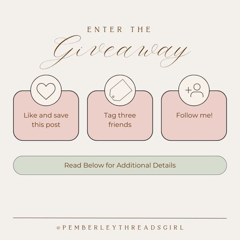 GIVEAWAY ENDED - our winner is @100yearsofamericangirls 🎉🍾 It’s time for a giveaway! Win my entire pattern library of PDF patterns!​​​​​​​​ ​​​​​​​​ To enter:​​​​​​​​ 💗 Like and save this post​​​​​​​​ 💗 Tag three friends in the comments​​​​​​​​ 💗 Follow me!​​​​​​​​ ​​​​​​​​ Share this post on Facebook and Instagram to spread the word!​​​​​​​​ #pemberleythreads​​​​​​​​ ​​​​​​​​ GIVEAWAY ENDS​​​​​​​​ May 3, 2024 at 11:59 PM EST . WINNER WILL BE ANNOUNCED May 5, 2024 . Note - winner will be ann... Nail Giveaway Post Ideas, Giveaway Story Instagram, Giveaway Post Ideas, Giveaway Template, Instagram Giveaway Posts, Salon Board, Giveaway Graphic, Giveaway Tags, Giveaway Ideas