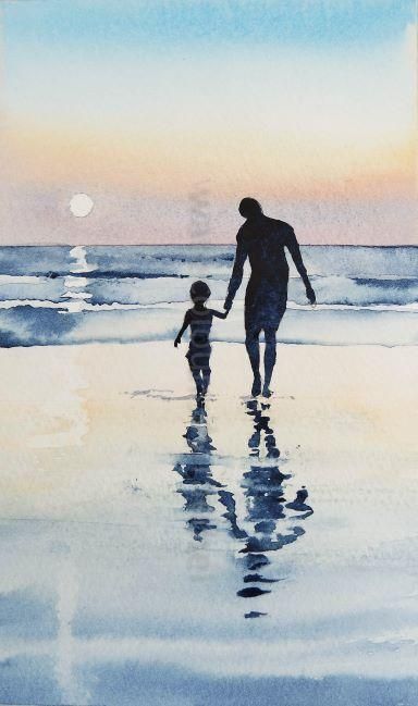 Paintings With People, Art Inspiration People, Painting Of Family, Art Of People, Painting With Meaning, Paintings Of Love, Inspiring Paintings, People On The Beach, Family Painting Ideas