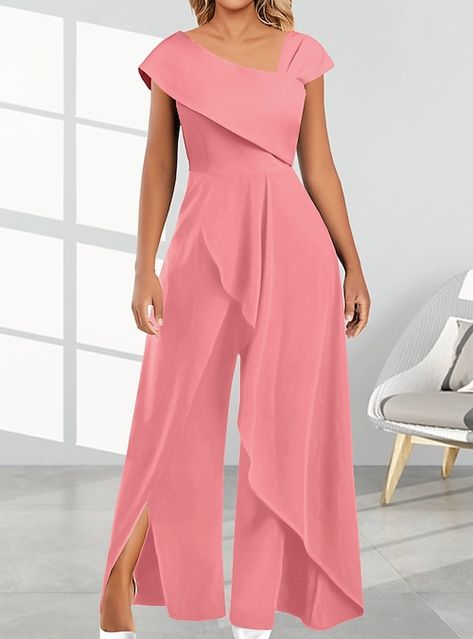 Jumpsuits Womens Fashion, Collar Jumpsuit, Solid Color Jumpsuits, Maxi Dress Evening, Sport Dress, Spring Women, Collars For Women, Elegant Party, Type Of Pants