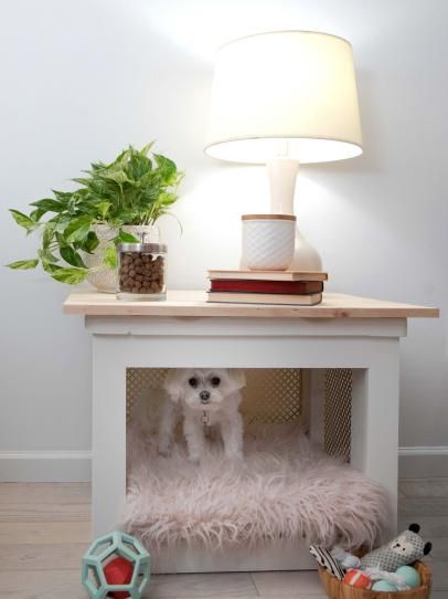 Dog Bed Made From Upcycled End Table Night Stand Pet Bed, Nightstand With Dog Bed, Table Dog House, Dog Side Table, Night Stand Dog Bed, Dog Bed Bedside Table, Upcycle End Table, Dog Bed Table, Doggie Bedroom