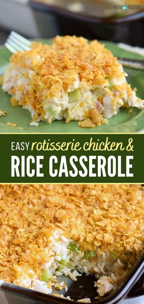 Rotisserie Chicken and Rice Casserole from scratch perfect for busy weeknights! This dinner recipe is incredibly easy and delicious. It is the perfect recipe when you want comfort food fast. A family favorite that I’ve been making for decades! Save this pin! Rotisserie Chicken And Rice, Make With Rotisserie Chicken, Rotisserie Chicken Recipes Healthy, Rotisserie Chicken Recipes Leftover, Costco Rotisserie Chicken, Recipes Using Rotisserie Chicken, Celery Recipes, Chicken And Rice Casserole, Easy Chicken And Rice