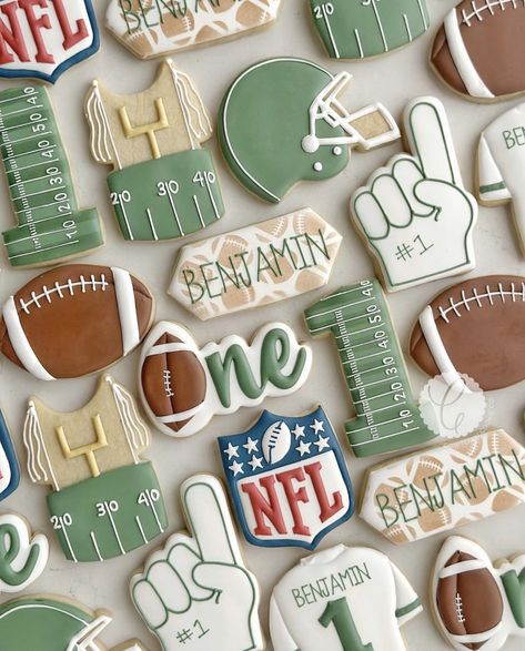 First Year Down Football Cookies, Second Year Down Birthday, First Down Football Birthday Cake, First Down Cookies, First Down Birthday Cookies, 2nd Down Football Birthday Party, First Year Down Cookies, First Down Football Birthday Party Food, First Year Down Cake