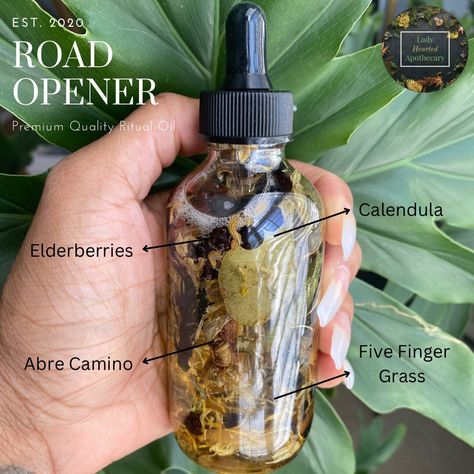 Our Road Opener oil can be used along with uncrossing rituals, road opening is one of the most versatile kinds of magickal spells. Road Opener oil can be used to open all doors, clear all paths for success.  The blend contains herbs that help to clear obstacles away and has the ability to transform bad luck into good luck.  This citrus oil is filled Calendula flower and other herbs which can be used in ritual to inspire optimism and vitality and to attract success in every area of life and help guide your intentions. **Please place items in your cart and go to the checkout page for current processing time and estimated date of delivery.  Once an order is placed we do not issue refunds or cancellations.  Any request for refund or cancellation regardless of shipping status will automatically Success Oil Recipe Witchcraft, Truth Oil Recipe, Road Opener Herbs, Uncrossing Oil, Road Opener Spell, Manifestation Oil, Road Opener Oil, Oil Witchcraft, Magick Oil