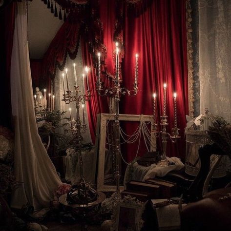 Gothic Vampire Aesthetic, Devilcore Aesthetic, Vampire Bedroom, Gothic Imagery, Vampire Room, Masquerade Aesthetic, Victorian Gothic Aesthetic, Vampire Castle, Victorian Vampire