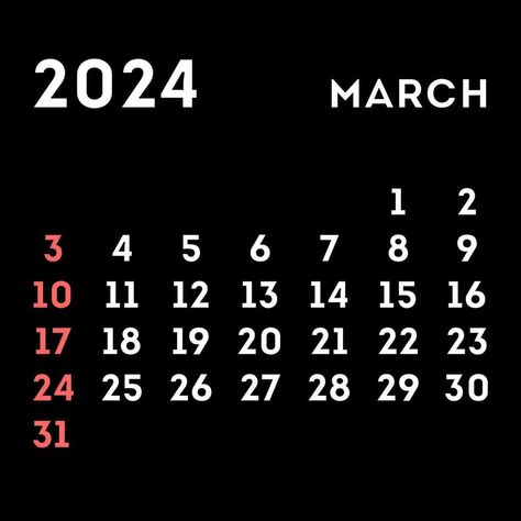 March 2024 month calendar. Vector illustration. May Month, March Calendar, Calendar Vector, Month Calendar, 2024 Calendar, March 2024, Calendar 2024, Vector Art, Vector Free