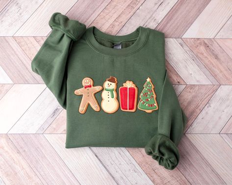 Cute Gingerbread Cookies, Gingerbread Shirt, Merry Christmas Cute, Cute Christmas Cookies, Cats Shirt, Womens Christmas, Lover Sweatshirt, Christmas Crewneck, Matching Sweatshirts