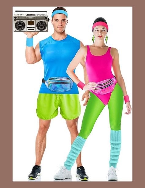 2 Sets Couples 80s Workout Costume Halloween Cosplay Outfits Leotard Leggings Neon Leg Warmers Headband Fanny Pack Workout Costume, 80s Workout Costume, 80s Workout Outfit, Barbie And Ken Costume, Warmers Outfit, Fanny Pack Cute, Leg Warmers Outfit, 80s Fancy Dress, 80s Workout