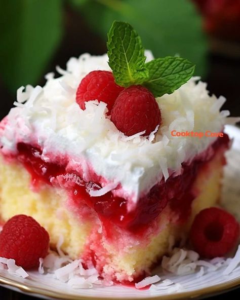 Zinger Poke Cake, Raspberry Zinger Poke Cake, Zinger Cake, Raspberry Zinger, Poke Cake Recipes, Leftover Cake, Poke Cakes, Grilled Cheese Recipes, Refreshing Desserts