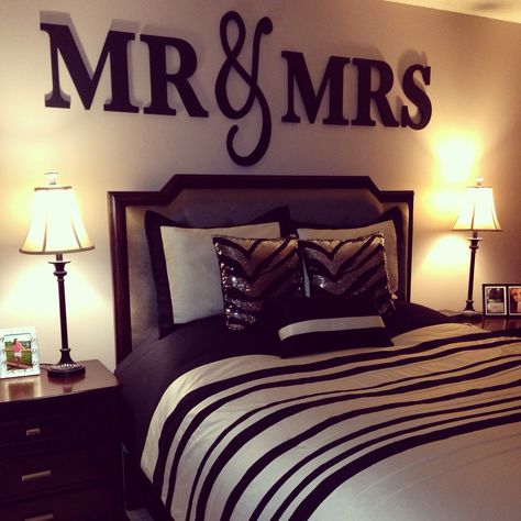 King And Queen Bedroom Decor, Mr And Mrs Bedroom Ideas, King And Queen Bedroom Ideas, Mr And Mrs Sign, Couple Bed, Dressing Room Decor, Bedroom Stuff, Bedroom Decor For Couples, Apartment Living Room Design