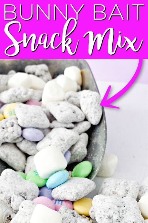 There is no better way to celebrate Easter than with this easy bunny bait snack mix. These Easter muddy buddies are fun, festive and kid approved! #easter #snackmix #bunnybait #muddybuddies #recipe Bunny Bait Recipe, Easter Muddy Buddies, Easter Snack Mix, Muddy Buddies Recipe, Bunny Bait, Peanut Butter Marshmallow, Easter Snacks, Easter 2023, Easter Sweets