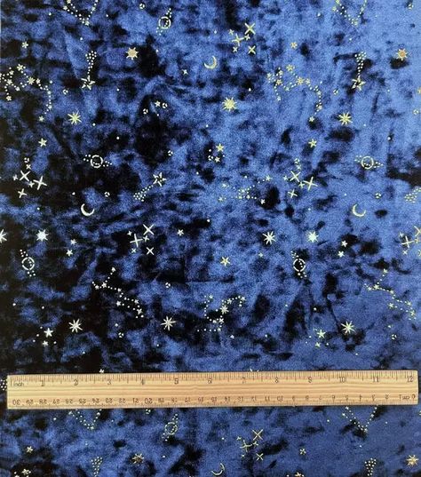 Blue Celestial Star On Velvet Fabric by The Witching Hour | JOANN The Witching Hour, Witching Hour, Craft Store, Fabric Projects, Joanns Fabric And Crafts, Velvet Fabric, Craft Stores, Velvet, Stars