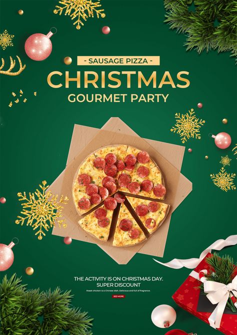 Christmas Food Party Pizza Promotional Campaign Poster#pikbest#templates Christmas Ads Social Media, Christmas Food Poster, Christmas Food Party, Pizza Twists, Christmas Ads, Christmas Pizza, Gourmet Christmas, Party Pizza, Creative Pizza