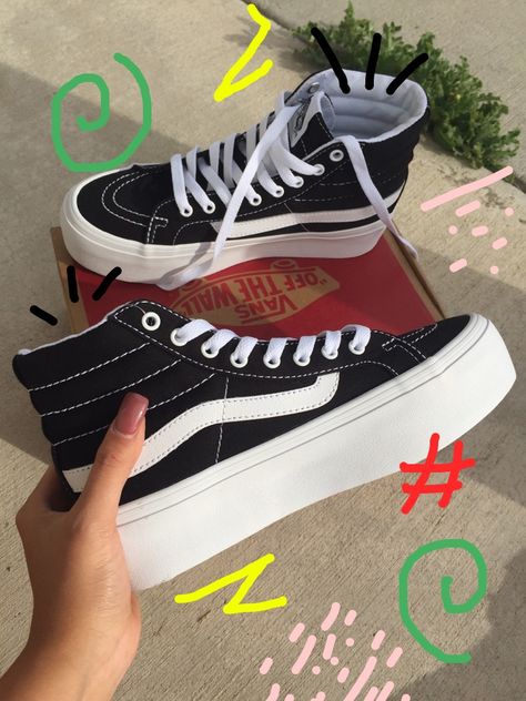 Loving my new VANS sk8 hi platforms ❤️ Vans Sk8 Hi Platform Outfit, Wander Aimlessly, Vans Sk8 Hi Platform, Vans Platform, Platform Vans, Tenis Vans, New Vans, Shoes Sale, White Vans