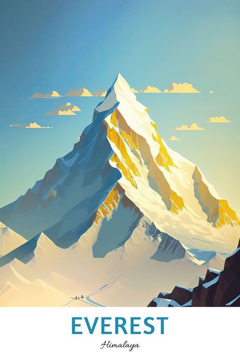 Gunung Everest, Vintage Ski Posters, Ski Posters, Retro Travel Poster, Pop Art Wallpaper, National Park Posters, Mountain Art, Vintage Travel Posters, Minimalist Poster