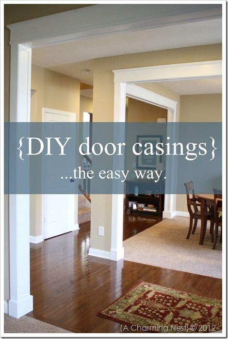 DIY door casings. Wonder how this could be modified when one side of the passageway is a flat wall. Hmmm. Diy Door Molding, Door Moldings, Real Estat, Home Upgrades, Diy Door, A Living Room, Diy Home Improvement, New Wall, Decor Rustic