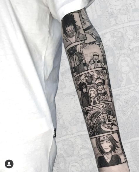 Naruto Sleeve, Tato Naruto, Tatuaje Studio Ghibli, Bleach Tattoo, Mangas Tattoo, Men Tattoos, Manga Tattoo, One Piece Tattoos, Naruto Tattoo