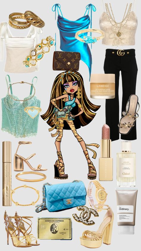 Cleo DeNile #monsterhigh Monster High Aesthetic Outfit, Emo Outfits For Girls, Monster High Halloween Costumes, Cleopatra Halloween Costume, Fairy Core Outfits, Cleopatra Halloween, Monster High Halloween, Monster High Cosplay, Monster High Costume