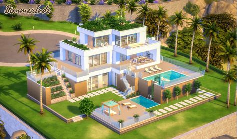 Sims 4 Mansion Del Sol Valley, Sims House Ideas Modern, Sims4 Modern Mansion, Sims 4 Houses Del Sol Valley, Sims 4 Sulani Mansion, Sims 4 Houses Gallery Id, Sims 4 Del Sol Valley Build, Sims Luxury House, Sims 4 Houses Luxury