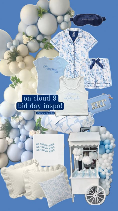 #cloud9 #bidday #sorority Cloud 9 Sorority, Sisterhood Ideas, Sorority Room, Big/little Baskets, Recruitment Themes, Recruitment Ideas, Sorority Bid Day, Bid Day Themes, College Fits