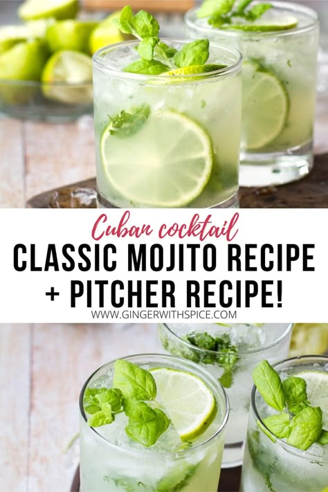 Large Batch Mojitos, Big Batch Mojito Recipe, Mojito Party, Mojito Recipe Pitcher, Mojito Pitcher, Party Punch Recipe, Mojito Recipe Classic, Mojito Ingredients, Mojito Drink