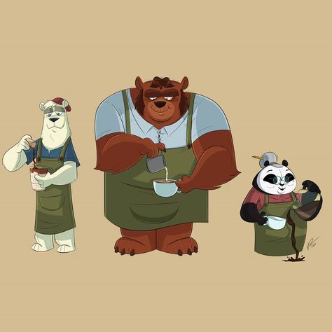 Christopher Ryan Peña on Instagram: “BEAR-istas ☕🐻 #skillupcharacters @sophiescribble #characterdesign . . . #characters #bears #coffee #baristas #barista #polarbear…” Barista Character Design, Barista Character, East Of The Sun, Polar Bear, Drawing Ideas, Bears, Lion, Character Design, Moon