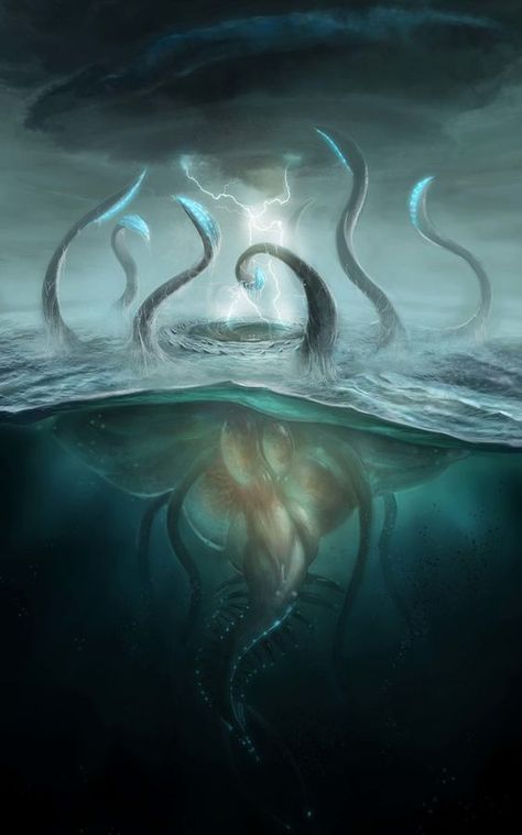 Sea Monster Art, Creature Marine, Lovecraftian Horror, Cthulhu Mythos, Cosmic Horror, 다크 판타지, Fantasy Creatures Art, Fantasy Monster, Creature Feature