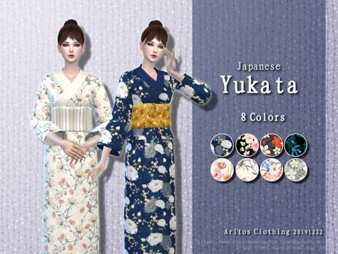 The Sims Resource - Japanese Yukata Japanese Wedding Dress, Cc Skin, Los Sims 4 Mods, San Myshuno, Sims Stories, 2000s Japanese Fashion, Japanese Yukata, The Sims 4 Skin, Japan Outfit