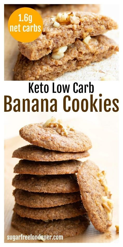 These healthy banana cookies are super moist, soft and fluffy! Imagine banana bread turned into a cookie and you get the idea. My sugar free banana cookies use real banana, yet they are perfectly keto. Only 1.6g net carbs per cookie! #healthybananacookies #ketobananacookies #sugarfreebananacookies #bananacookies #ketocookies Healthy Banana Cookies, Banana Cookies Healthy, Fruity Cookies, Best Banana Bread Recipe, Cheesecake Oreo, Low Carb Muffins, Banana Cookies, Cookies Sugar, Low Carb Low Sugar